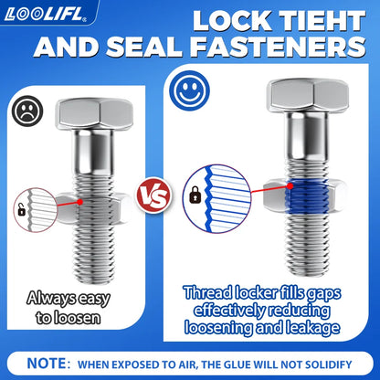 LOOLIFL Blue Thread Locker 243 Nuts-Bolts Locker, Screw Adhesive Lock Tight Seal Fasteners Anaerobic Curing Metal Glue,Rustproof Beauty World Shop