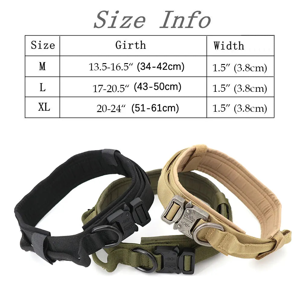 Heavy Duty Tactical Dog Collars with Handle Military Collar with Patch Outdoor Training and Walking for Medium and Large Dogs Beauty World Shop