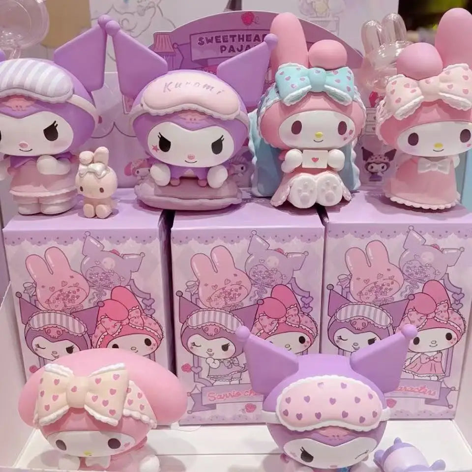 Sanrio Figure Blind Box Cute Kuromi My Melody Figures Toy Pajamas Series Collection Home Decorate For Children Christmas Gift Beauty World Shop