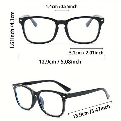 1pc Square Rivet Fashion Anti Blue Light Glasses for Daily Commute, Fashion Glasses|Riveted Frame Design|Lightweight Eyewear Beauty World Shop
