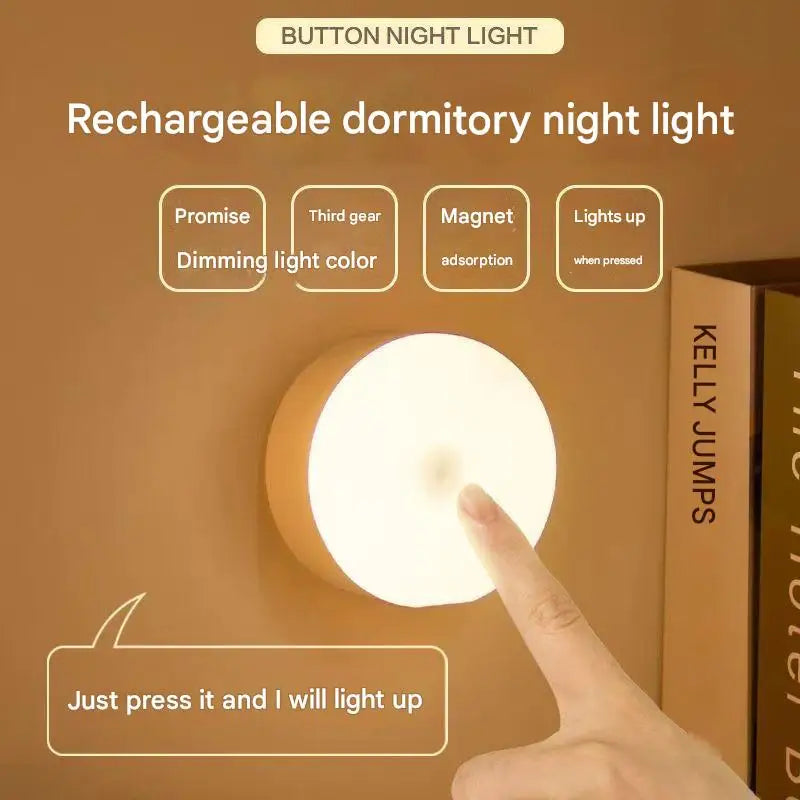 New dormitory night light bedside light learning desk lamp eye protection charging energy-saving button magnetic student light w Beauty Fashion