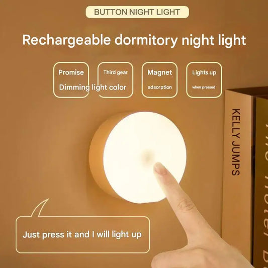 New dormitory night light bedside light learning desk lamp eye protection charging energy-saving button magnetic student light w Beauty Fashion