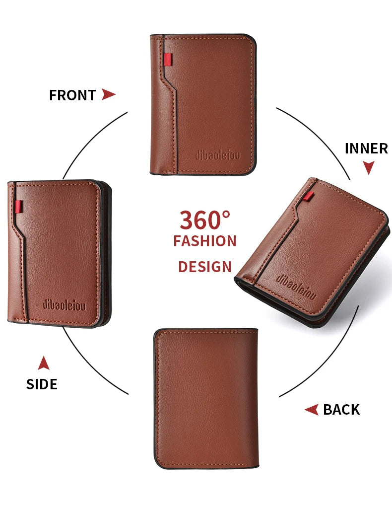1Pc New Ultra-thin Mini Soft PU Leather Credit Card Wallet Holder Short Vertical High Quality Men's Wallet Beauty World Shop