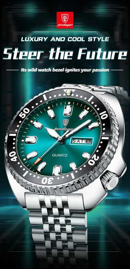 POEDAGAR Luxury Business Men Watch Date Week Waterproof Luminous Man Wristwatch Sport Stainless Steel Quartz Men's Watches Reloj Beauty World Shop