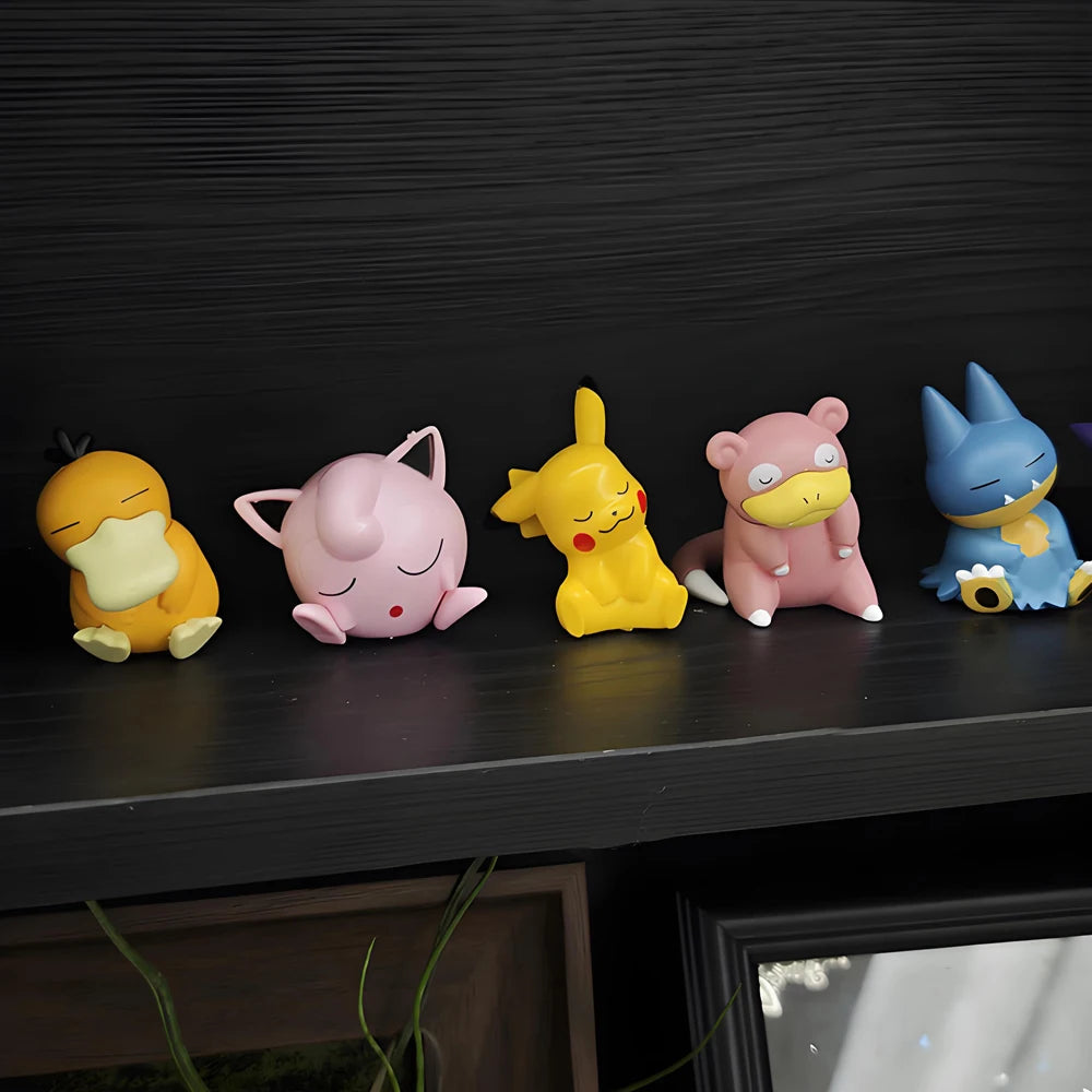 6pcs/set Pokemon Pikachu Anime Toys Dolls Psyduck Gengar Jigglypuff Gonbe Slowpoke Sleep Cute Model Action Figure Toys Beauty World Shop