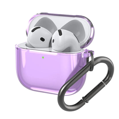 Soft TPU Shockproof Clear Case Cover for Apple AirPods 4 2024 with Carabiner and Anti Fall Protection