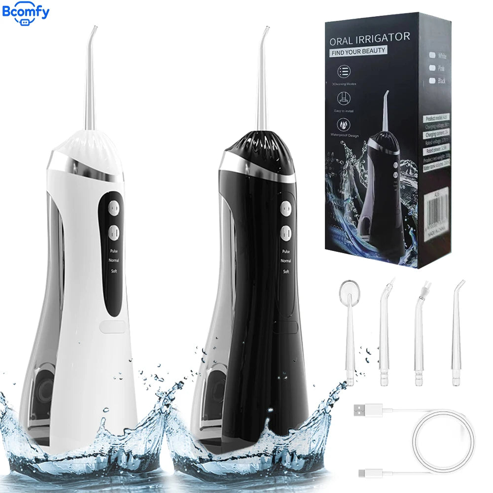 Teeth Water Flosser Electric Oral Irrigator Portable Home Dental Cleaning Teeth Rechargeable Waterproof Teeth Cleaner Oral Care Beauty World Shop