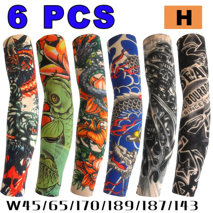 6 PCS Tattoo Sleeves Unisex Summer Cycling Sun Protection Arm Covers Beach Driving Fishing Breathable Nightclub Elastic Sleeves Beauty World Shop