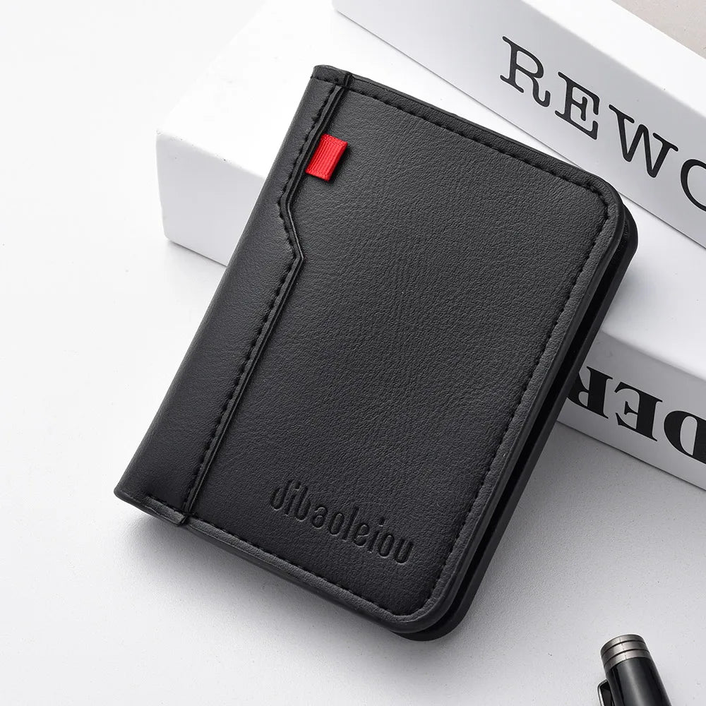1Pc New Ultra-thin Mini Soft PU Leather Credit Card Wallet Holder Short Vertical High Quality Men's Wallet Beauty World Shop