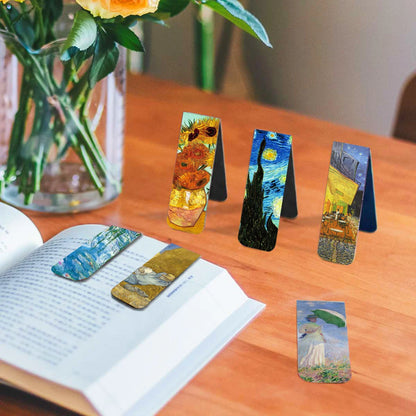 12pcs Artistic Magnetic Bookmarks Featuring World Famous Paintings by Van Gogh & Monet - Ideal for School, Office, And Art Lover Beauty World Shop