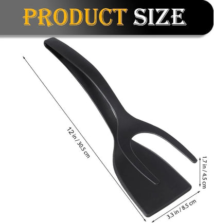 New 2 in 1 Grip Flip Spatula Tongs Egg Flipper Spatula Nylon Non Stick Coating Pancake Fish French Toast Omelet Making Tool Beauty World Shop