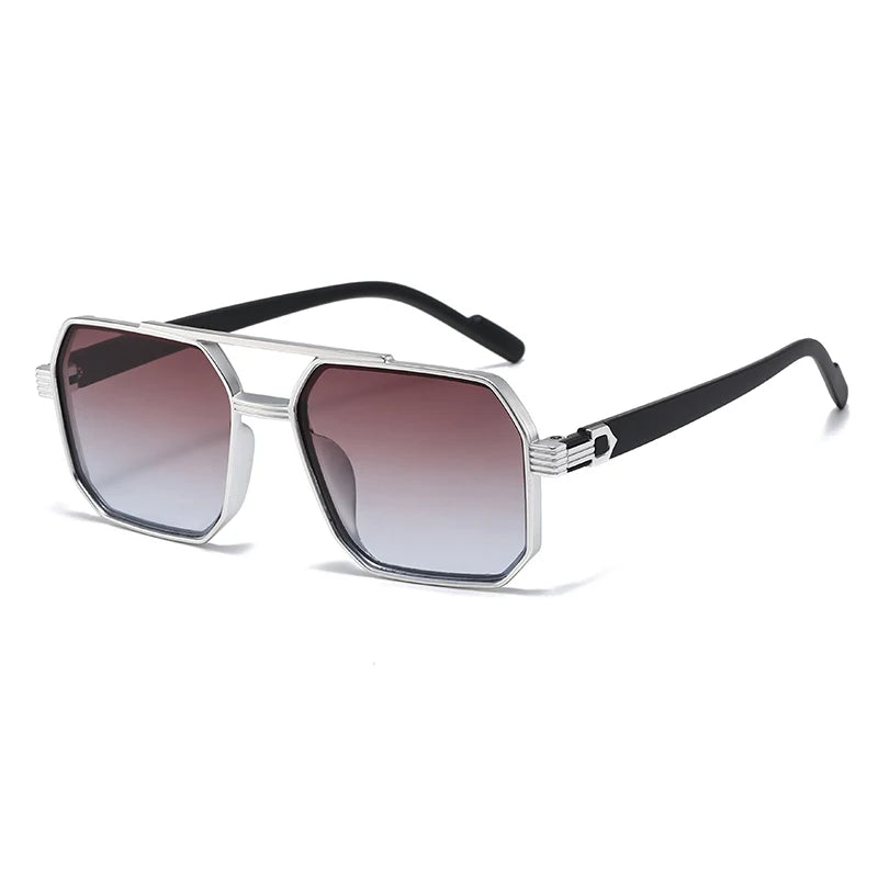 Hiking New Fashion Double Beam Polygonal Anti Light Glasses Retro Personalized Trendy Large Frame Eyewear European and American Beauty World Shop