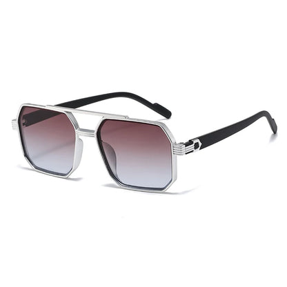 Hiking New Fashion Double Beam Polygonal Anti Light Glasses Retro Personalized Trendy Large Frame Eyewear European and American Beauty World Shop