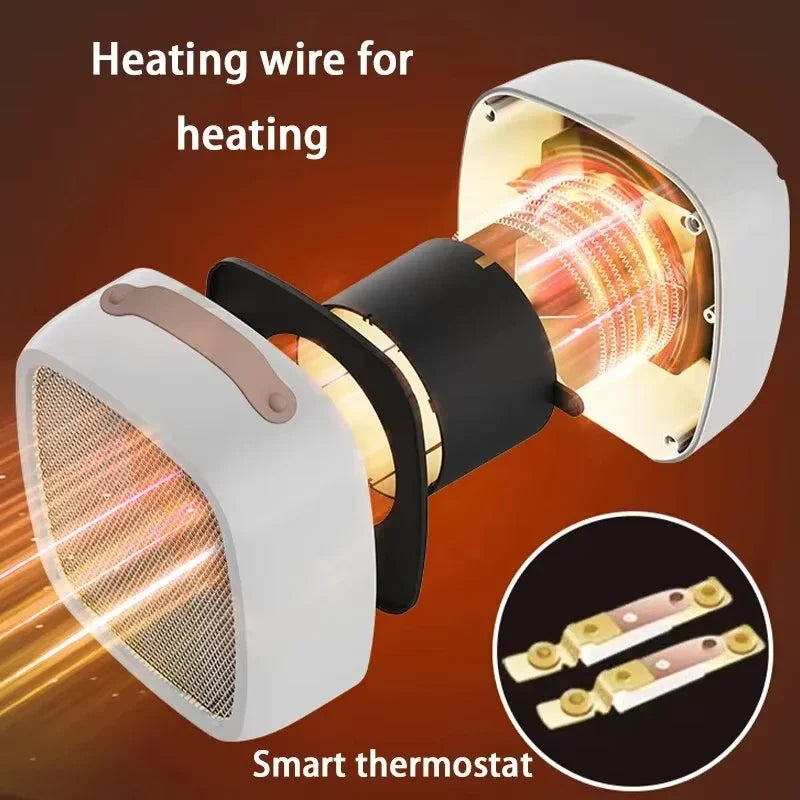 Portable Electric Heater Small Space 500W Fast Heating Lightweight Desktop Warm Air Heater Indoor Office Warmer Fan