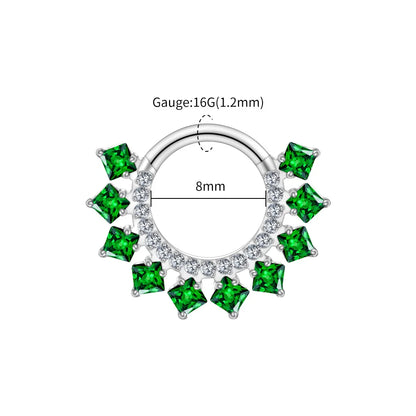 Right Grand ASTM F136 Titanium 16G CZ Hinged Clicker Segment Hoop Ring 8mm/10mm Daith Helix Earring Septum Nose Piercing Jewelry Beauty World Shop