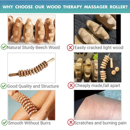 Natural Curved Wooden Massage Roller for Waist and Thigh, Multi-Functional Body Roller for Cellulite Reduction & Muscle Tension Beauty World Shop