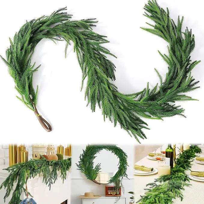 180cm Christmas Garlands Norfolk Pine Garland Artificial Plants Faux Greenery Vine for Home Table Xmas Party Festival Decoration Beauty World Shop