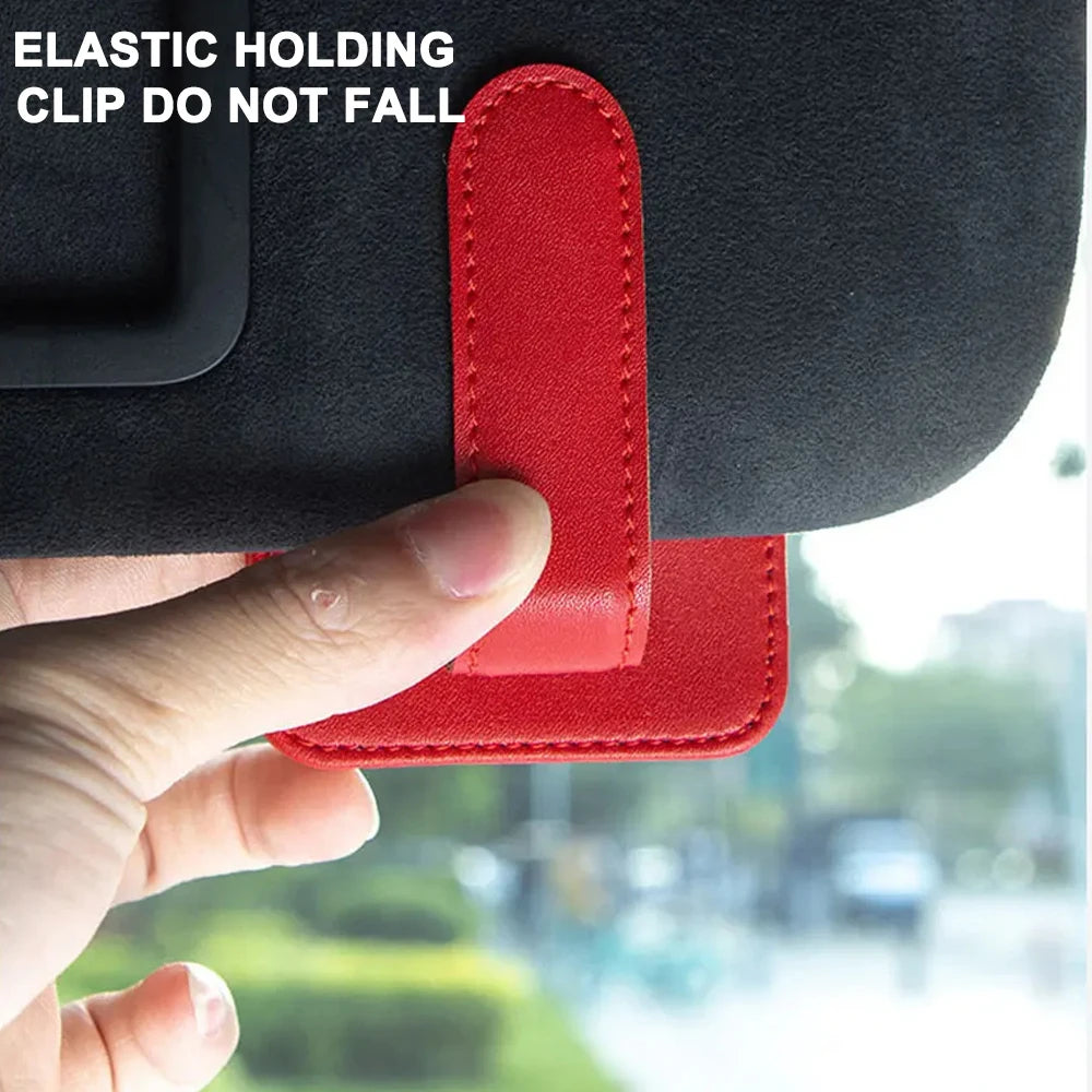 Multifunctional Pu Leather Car Sun Visor Glasses Holder Creative Sunshade Sunglasses Storage Case Magnetic Clip Pen Card Holder Beauty World Shop