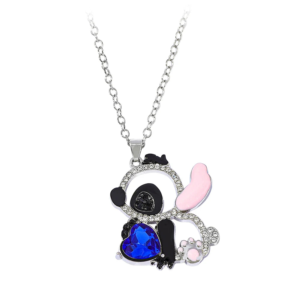 Lilo & Stitch Heart Rhinestone Necklace for Girls Anime Charms Pendant Fashion Jewelry Aesthetic Accessory Birthday Gift Beauty World Shop