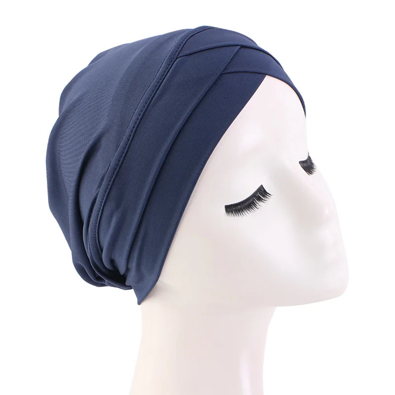 New Women cross muslim hijab inner hat Islamic UnderScarf Arab Wrap Chemo Bandana Muslim Scarf Hijab Bonnet Cap Indian Hat Beauty World Shop