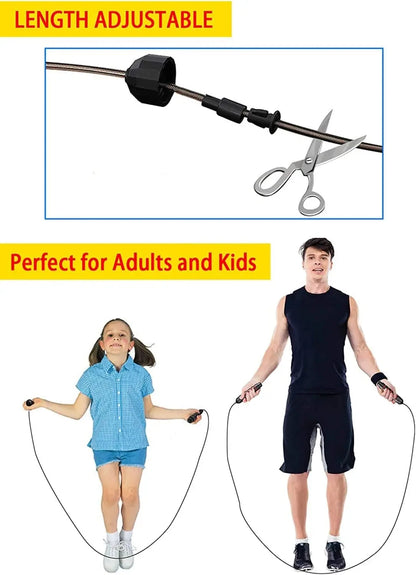Jump Rope, Tangle-Free Rapid Speed Jumping Rope Cable with Ball Bearings for Women, Men, and Kids, Adjustable Steel Jump Rope Beauty World Shop