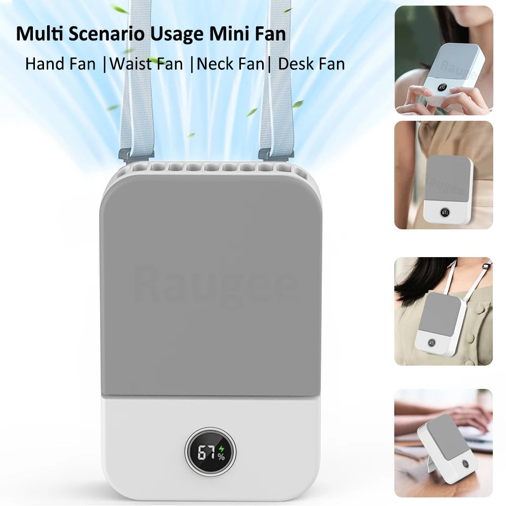 Waist Fan Portable Outdoor Mini Hanging Neck Fan 3 Gear Strong Wind Bladeless Waist Neck Fan Air Cooler USB Fan 2000Mah Beauty World Shop