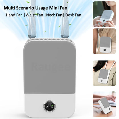 Waist Fan Portable Outdoor Mini Hanging Neck Fan 3 Gear Strong Wind Bladeless Waist Neck Fan Air Cooler USB Fan 2000Mah Beauty World Shop
