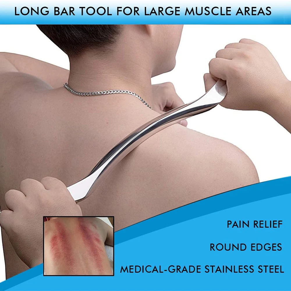 1Pcs Sport Stainless Steel Long Gua Sha Tool-Guasha Long Bar Muscle Scraping Massage Tools-Help Relieve Sore Muscles Soft Tissue Beauty World Shop