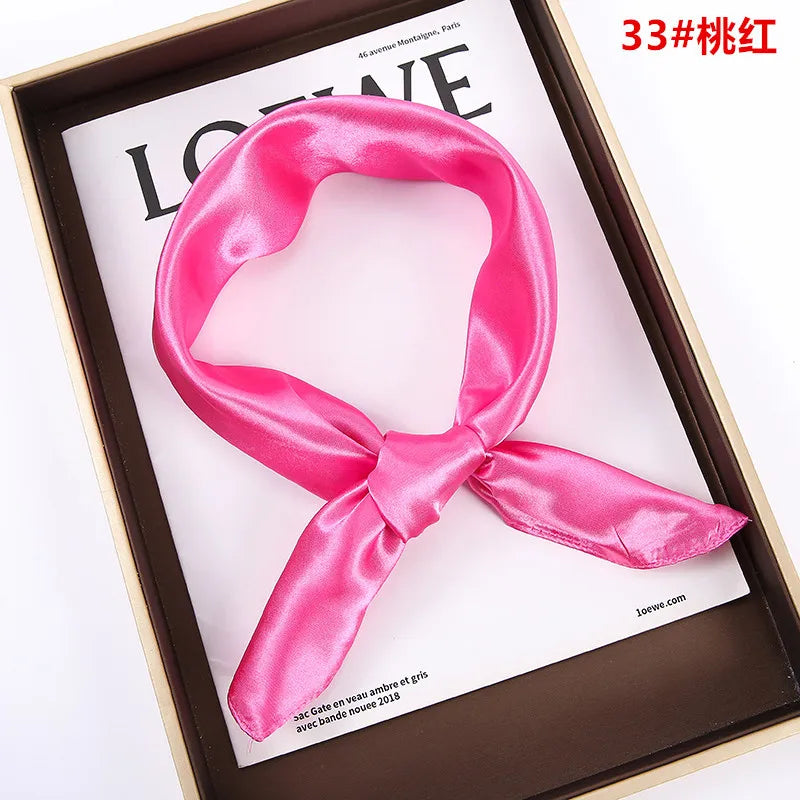 New Solid 60x60cm Square Scarf Single Imitation Silk Bright Light And Satin Performance Scarves Party Gift Beauty World Shop