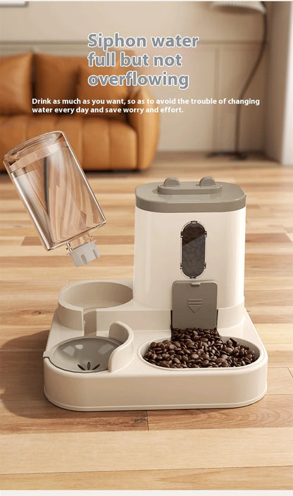 Automatic Dog Cat Feeder and Water Dispenser Gravity Food Feeder and Waterer Set with Pet Food Bowl Universal Pet Products