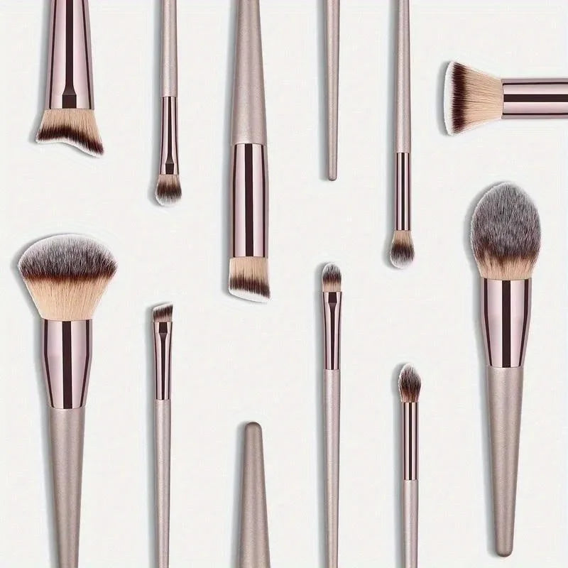 10 Pcs Champagne Gold Makeup Brushes Complete Set of Foundation Loose Powder Blush Concealer Eye Shadow Professional Set Beauty World Shop
