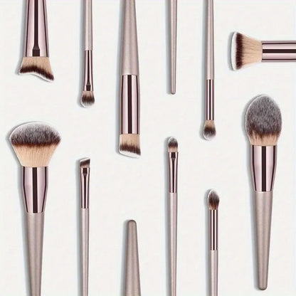 10 Pcs Champagne Gold Makeup Brushes Complete Set of Foundation Loose Powder Blush Concealer Eye Shadow Professional Set Beauty World Shop