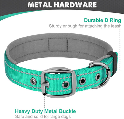 Padded Dog Collars for small Medium large Dogs Reflective Wide Pet Collars Adjustable Heavy Duty Nylon Neoprene Dog Collar Beauty World Shop