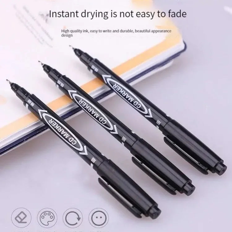 10Pcs Double-Tip Permanent Paint Marker Pens Black/Blue Ink for Plastic Wood Stone Metal Glass Doodling Marking Graffiti Art Set Beauty Trend Shop