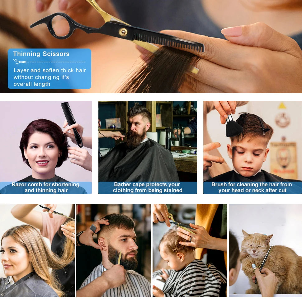 Professional Barber Razor Shear 6 Inch Stainless Steel Hairdressing Scissors Cutting for Men Women Kids Salon Pet Beauty World Shop