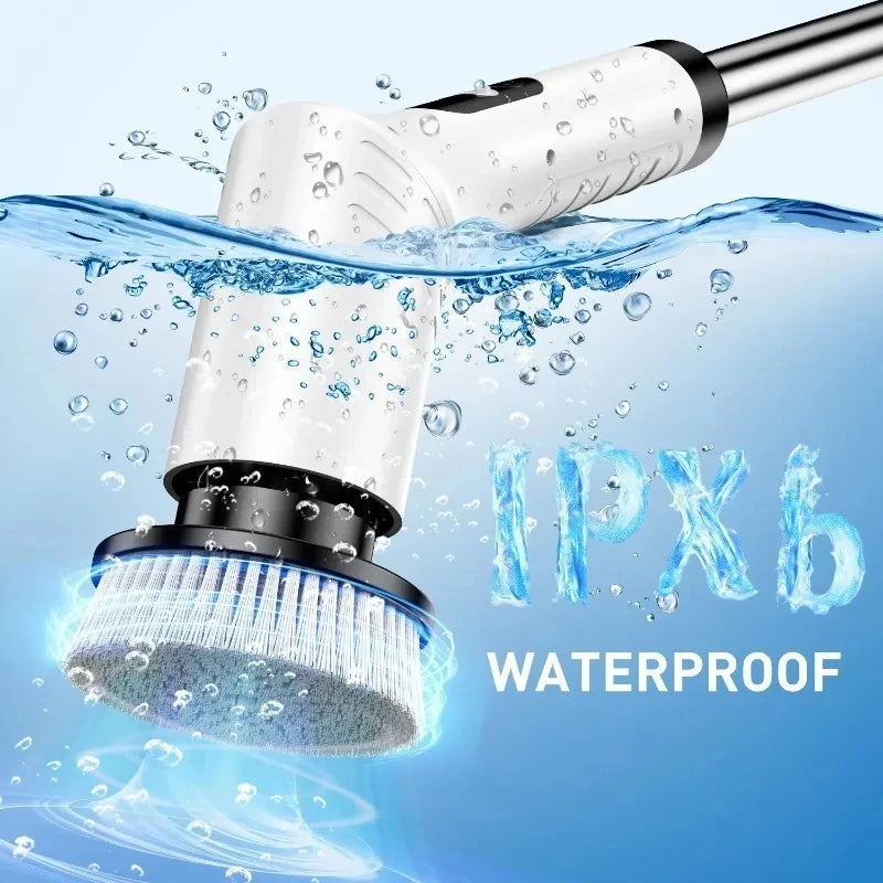 Multi-Purpose 9 in 1 Cordless Electric Power Scrubber Bathroom 8 Scrub Brush with Adjustable Extension Handle Shower Scrubber Beauty World Shop