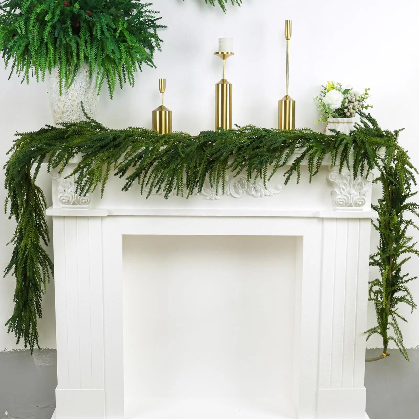 180cm Christmas Garlands Norfolk Pine Garland Artificial Plants Faux Greenery Vine for Home Table Xmas Party Festival Decoration Beauty World Shop