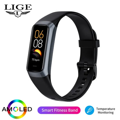 LIGE Amoled Smart Watch Men 2023 Smart Band Women Heart Rate Blood Smartwartch Waterproof Smart Bracelet Sport Fitness Tracker Beauty World Shop
