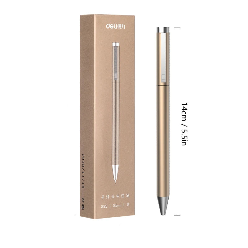 Deli Metal Sign Pen, Gel Ink Pens, Golden Silver Color, Metallic Writing Pen, Office Supplies, 0.5mm Beauty World Shop