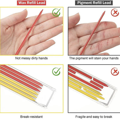 Solid Carpenter Pencil With Refill Lead And Built-in Sharpener For Deep Hole Mechanical Pencil Scribing Marking Woodworking Tool Beauty World Shop