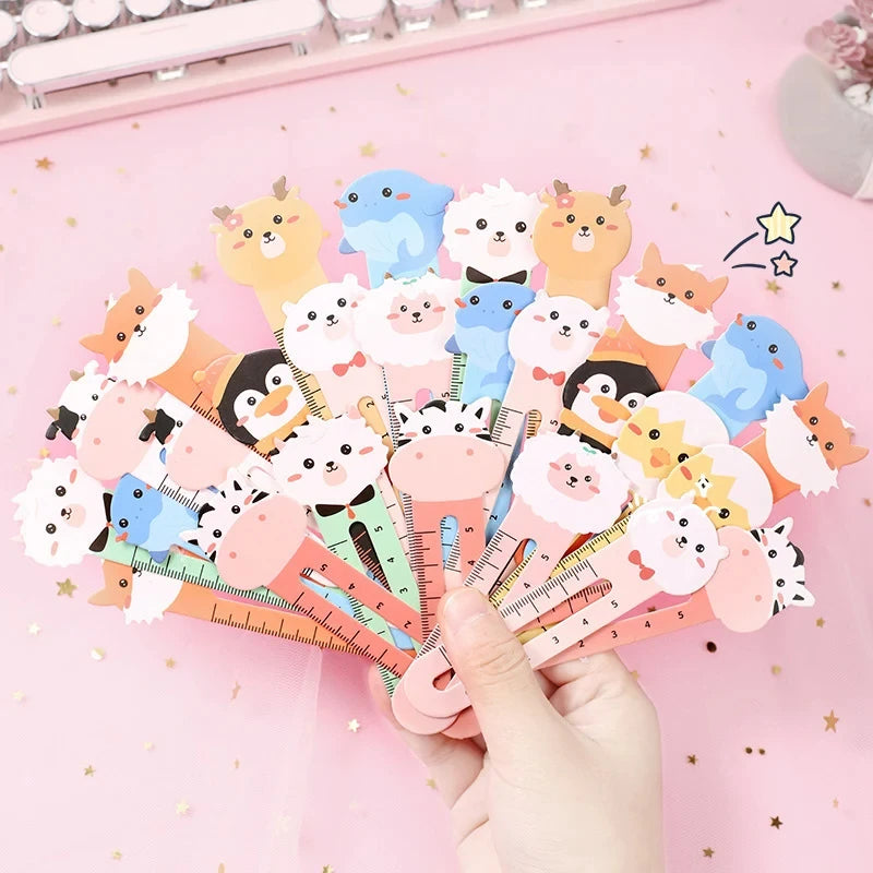 50-Pack Cartoon Animal Bookmarks, Dual-Purpose Bookmarks and Rulers for Office and School Use, Cute Bear and Kitten Bookmarks fo Beauty World Shop