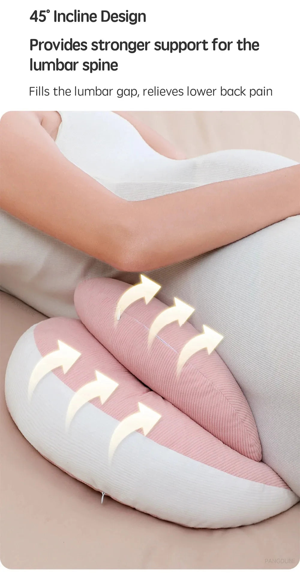 PANGDUBE Pregnancy Pillow with 1pc Free An Auxiliary Pillow Cotton Waist Support Pillow for Pregnant Women Sleeping Body Pillow Beauty World Shop