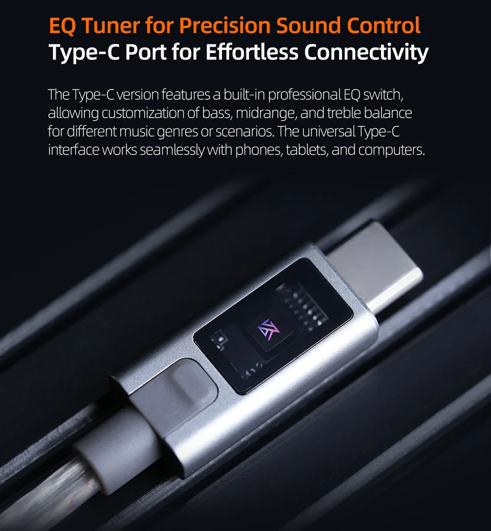  KZ M2 Dual Silver-Plated Upgrade Cable , High-definition With Dual Mic USB Type-C Earphone Upgrade Cable