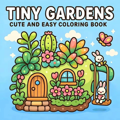 TINY GARDENS Coloring Book for Adults - Bold & Easy Cute Patterns, Relaxing Drawing Gift for Birthday & Party Beauty World Shop
