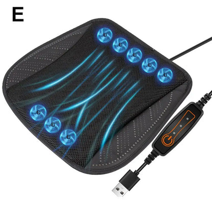 Summer Universal Car Cooling Cushion with 5/8 Fans, Three Wind Adjustment Cooled Chair Pad USB Seat Cushion Interior Accessories Beauty World Shop