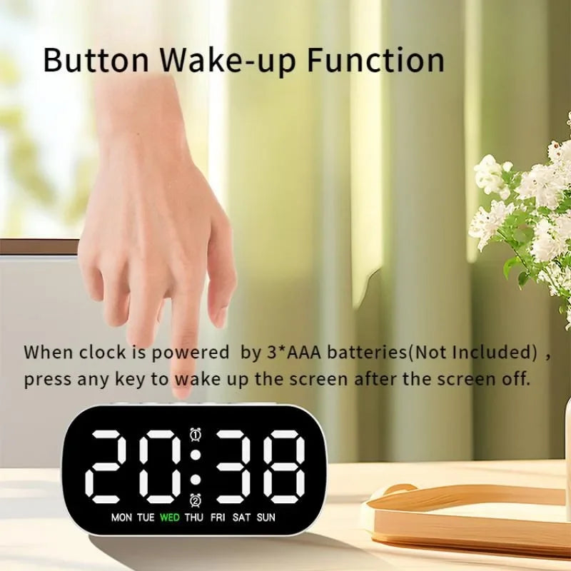 Digital Alarm Clock USB Powered Temperature Date Week Dual Alarm Night Mode Snooze Clock 5 Levels of Brightness 12/24H LED Clock Beauty World Shop