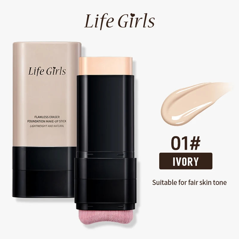 Light and Moist Hydrating Foundation, Natural-Looking, Moisturizing, Shiny, Thin and Lightweight, Double-Headed Makeup Foundation That Rotates for Easy Use, with Its Own Brush, Waterproof, Easy to Apply Makeup, and Easy for B Beauty World Shop
