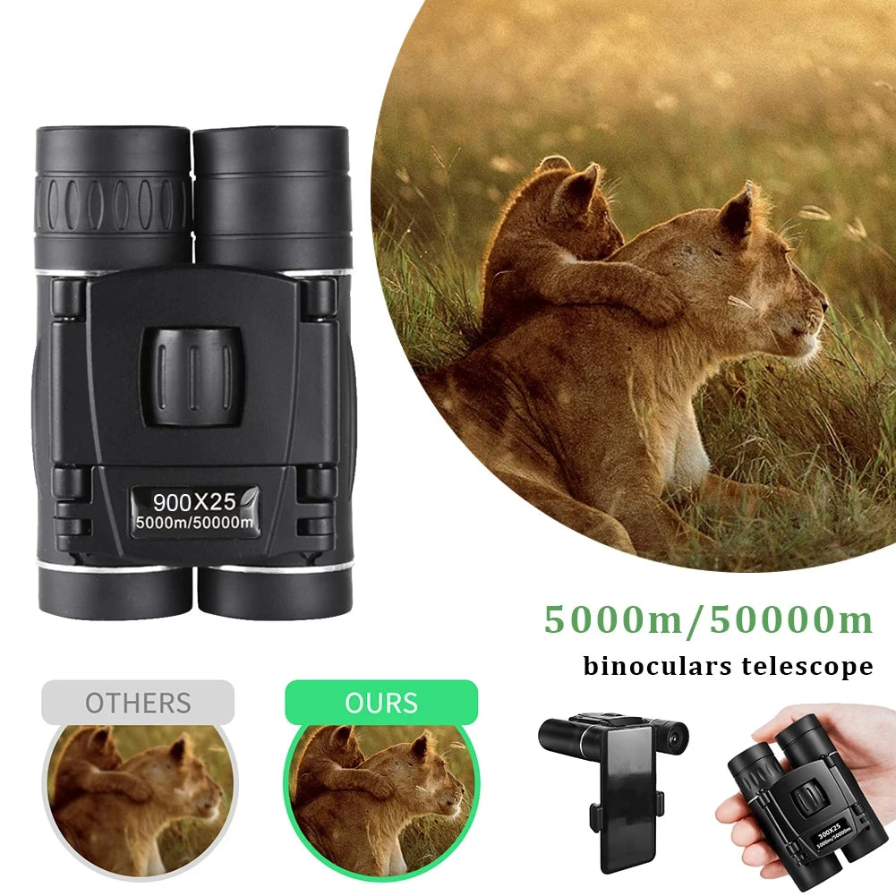 HOMEFISH 900x25 HD Zoom Portable Powerful Binoculars Long Range BAK4 Telescope Jumelles Folding Low Light Binoculars for Hunting Beauty World Shop