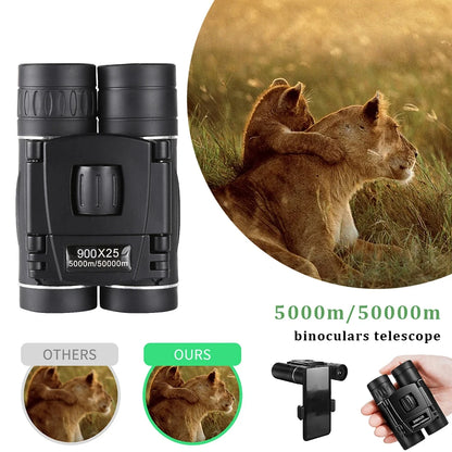 HOMEFISH 900x25 HD Zoom Portable Powerful Binoculars Long Range BAK4 Telescope Jumelles Folding Low Light Binoculars for Hunting Beauty World Shop