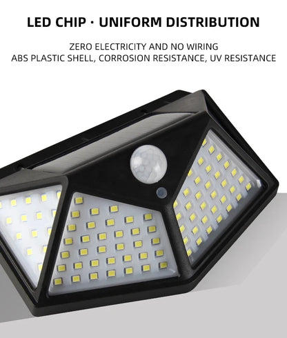 100 LED Solar Lights Outdoor Wall Lamp 3 Modes 270° Lighting Angle IP65 Waterproof Motion Sensor Security Lights Wireless Lights Beauty World Shop
